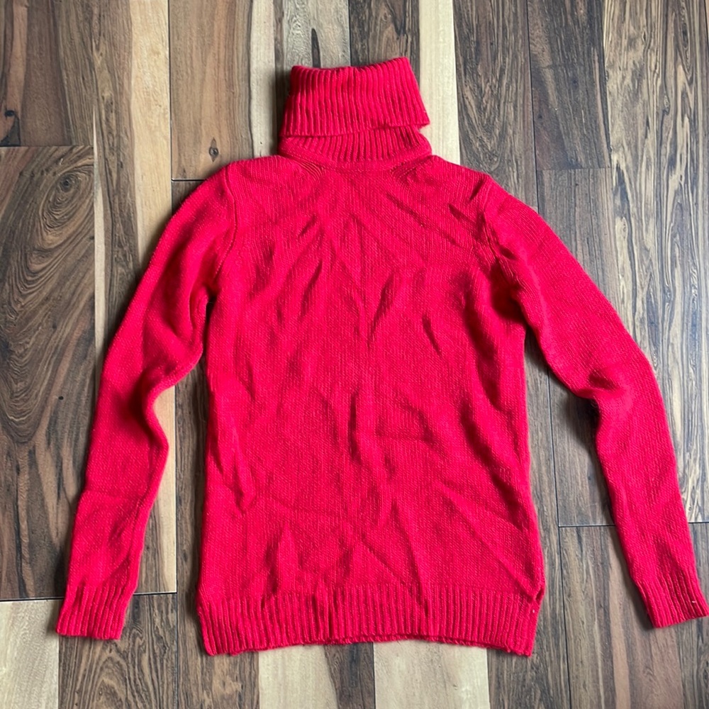 Red turtleneck sweater
